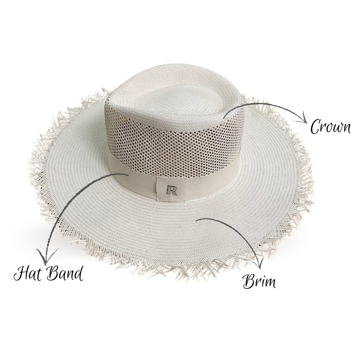 Santorini Straw Hat White - Frayed Wide-Brimmed